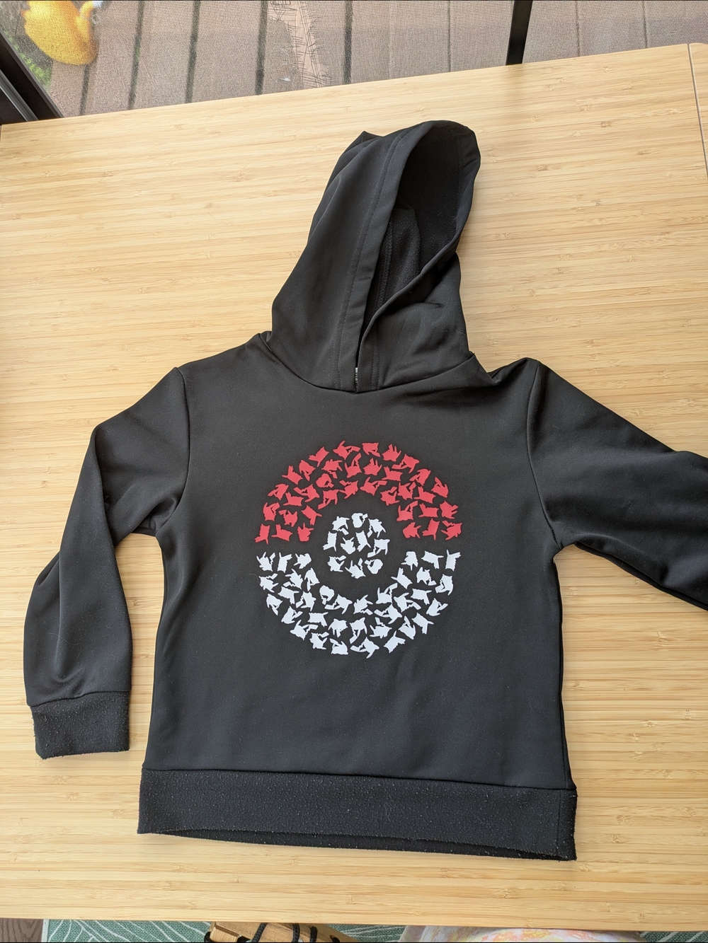 Kids Black Hoodie with Red & White Pokemon Print
